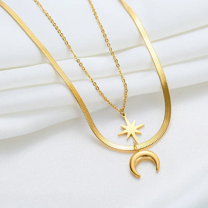 2-in-1 Necklace with Sun and Moon Pendant